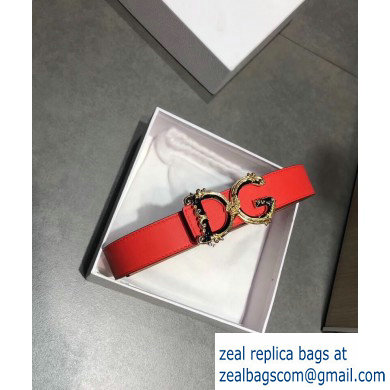 Dolce  &  Gabbana Width 3cm Belt Red with Baroque DG Logo